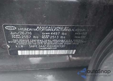 2017 Hyundai Sonata Limited from USA, damaged, VIN 5NPE34AFXHH466590